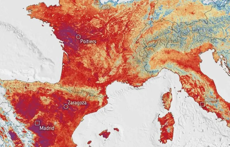 Citra Satelit Ungkap Eropa Membara Akibat Gelombang Panas Ekstrem