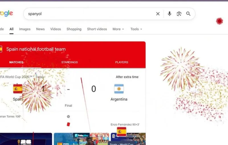 Google Rayakan Kemenangan Spanyol di Piala Dunia 2026 dengan Animasi Kembang Api